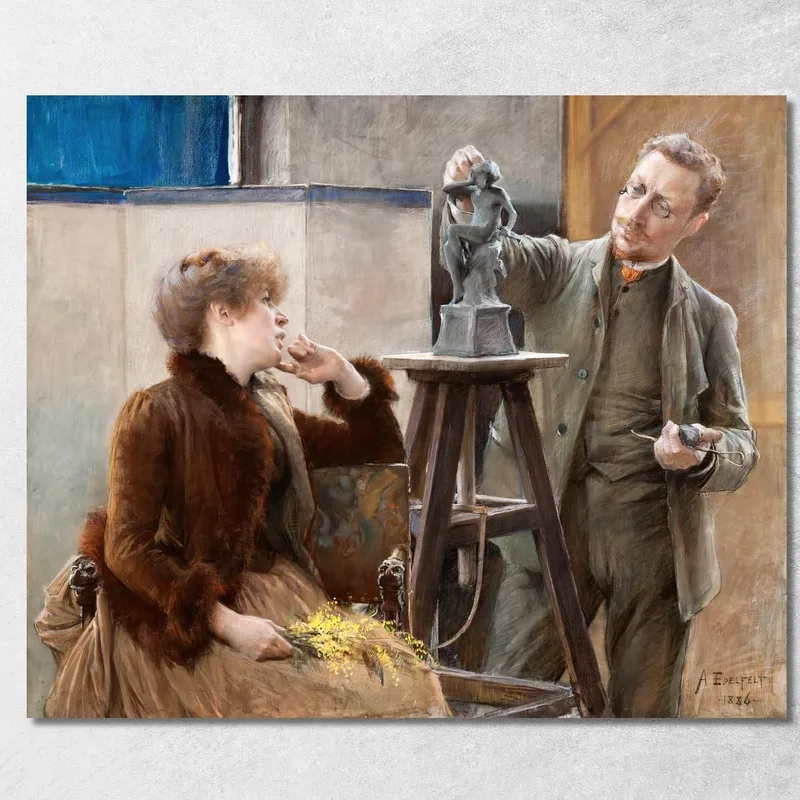 Lo Scultore Ville Vallgren E Sua Moglie Albert Edelfelt quadro stampa su tela