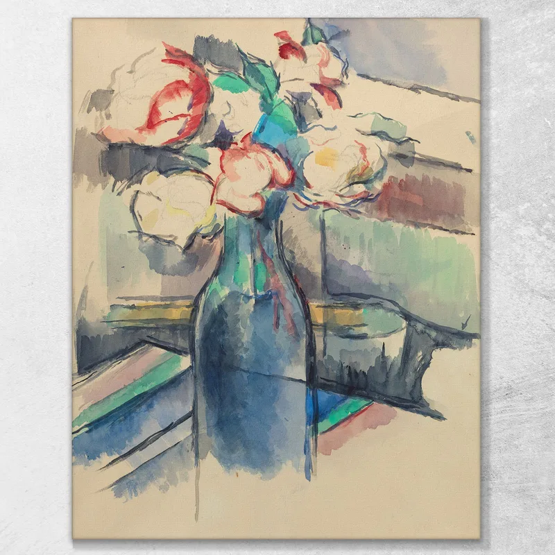 Anverso De Rosas En Una Botella Paul Cézanne