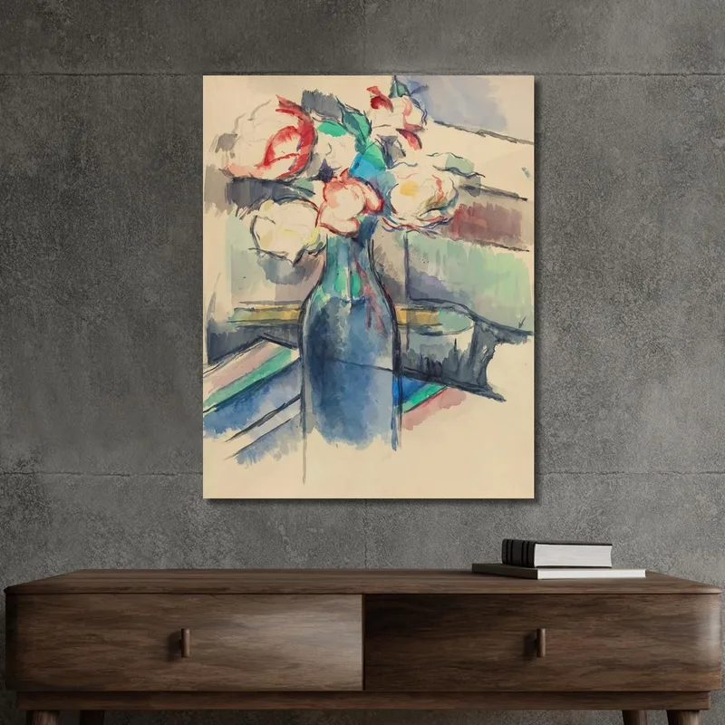 Anverso De Rosas En Una Botella Paul Cézanne