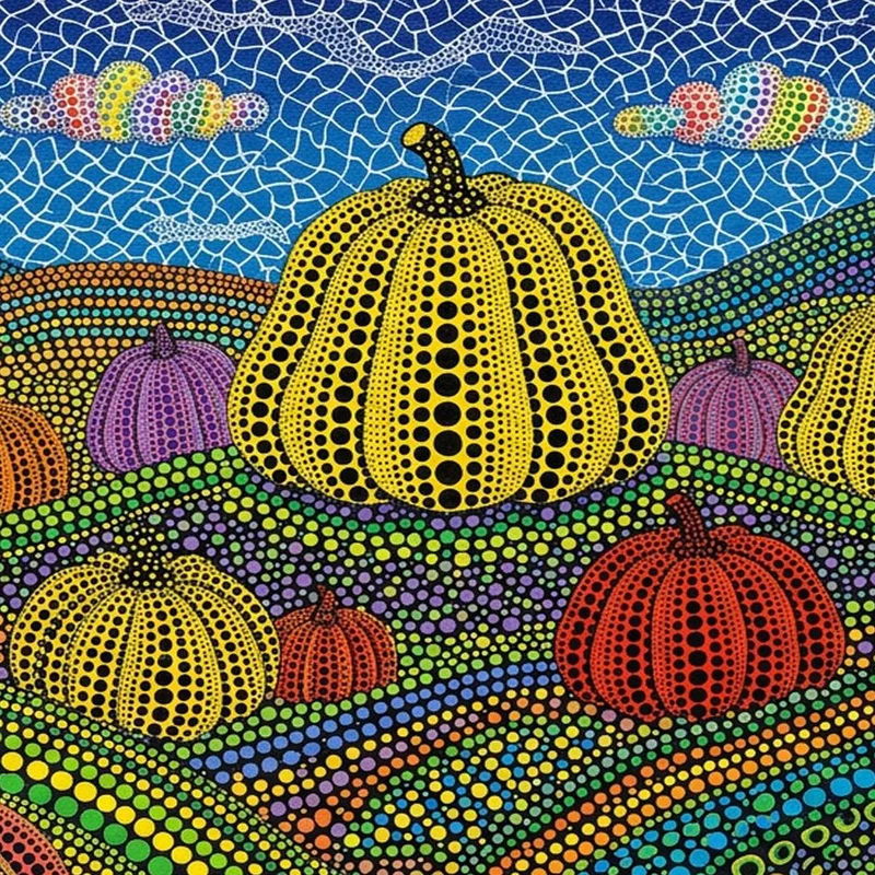 Punkte-Kürbisfelder yayoi kusama drucken auf leinwand