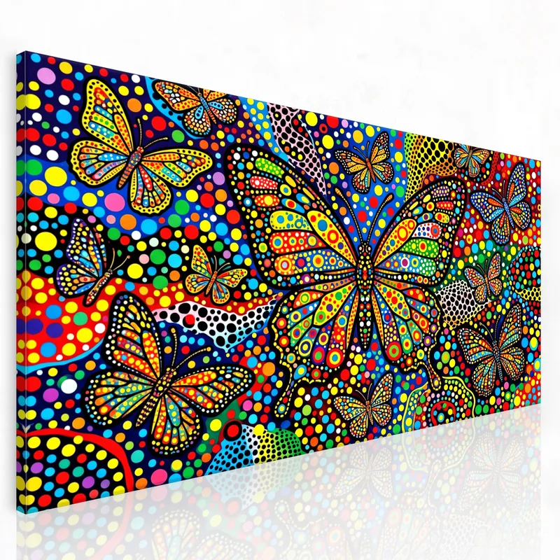 Yayoi kusama kunstdruck lebendiges schmetterlings-kaleidoskop
