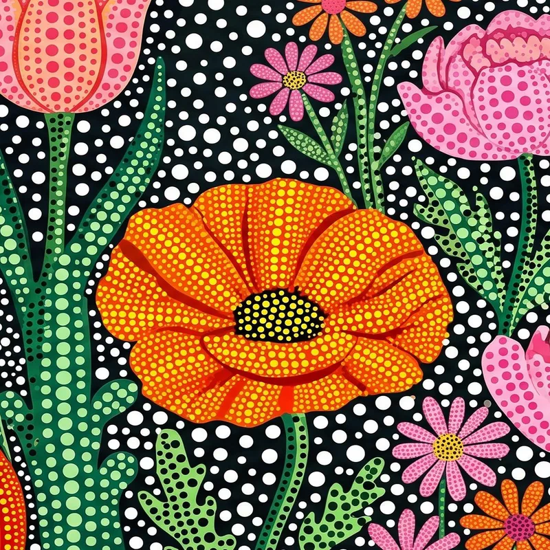 Lebendige Florale Punktemuster Kunst yayoi kusama modernes wandbild