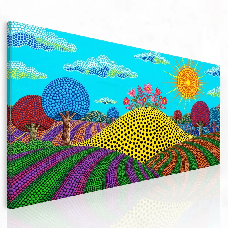 Yayoi kusama canvas print vibrant polka dot landscape