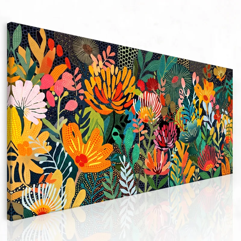 Arte Dottata Floreale Vibrante yayoi kusama quadro moderno su tela