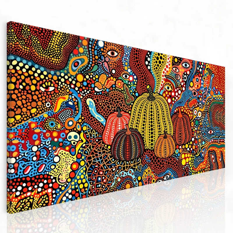 Yayoi kusama cuadro moderno arte de calabaza con lunares vibrantes