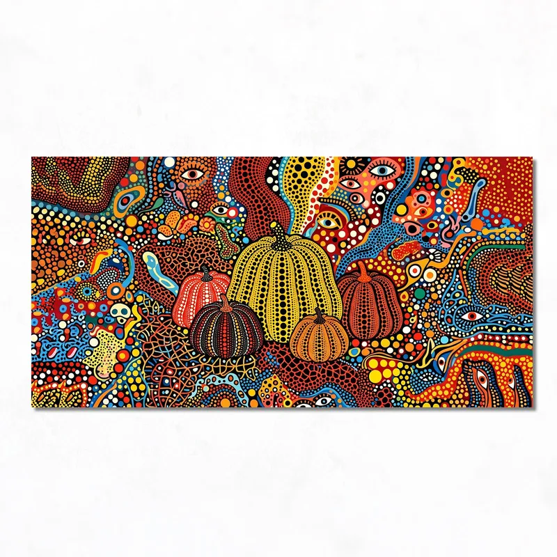 Yayoi kusama cuadro moderno arte de calabaza con lunares vibrantes