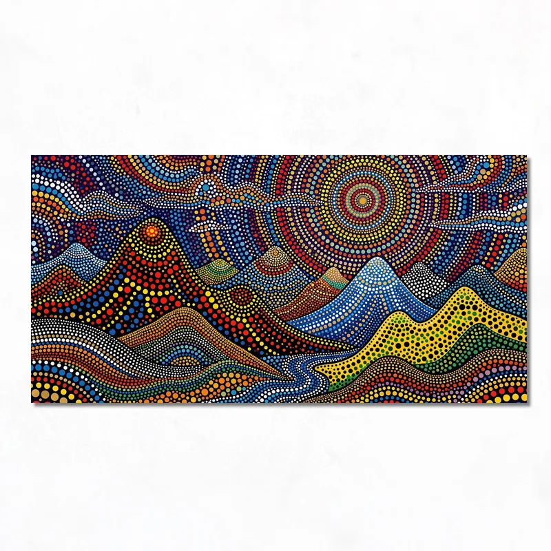 Paisaje vibrante de puntos yayoi kusama cuadro moderno