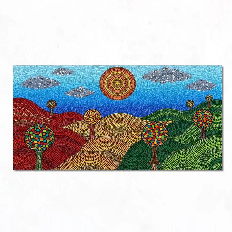 Yayoi kusama lienzo artistico paisaje de puntos coloridos