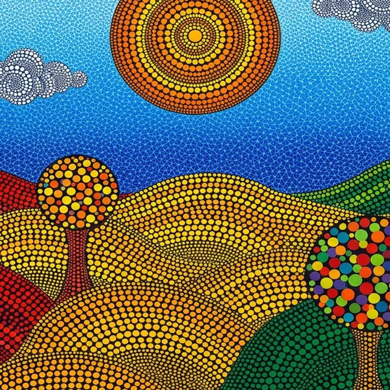 Yayoi kusama lienzo artistico paisaje de puntos coloridos