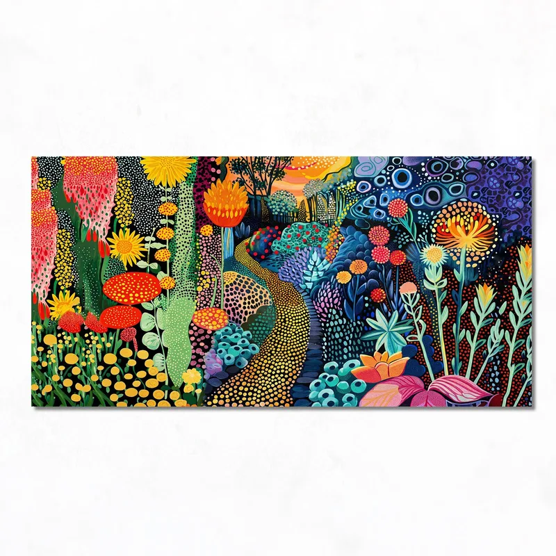 Sendero botánico vibrante yayoi kusama cuadro en lienzo