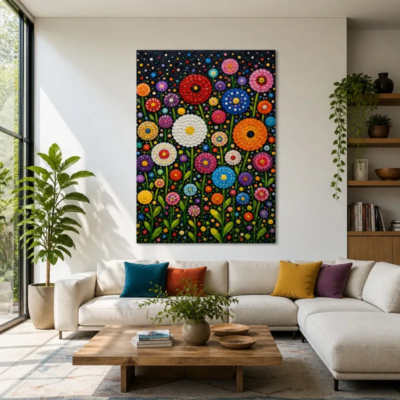 Fantasia Floreale Vivace yayoi kusama quadro moderno su tela
