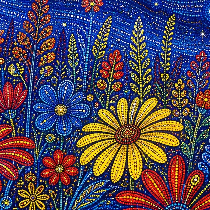 Yayoi kusama stampa su canvas fantasia floreale notturna stellata