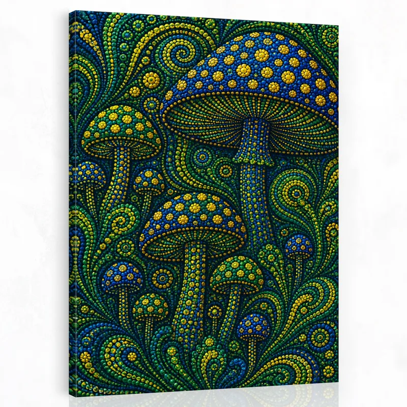 Lebendige Pilzfantasie yayoi kusama drucken auf leinwand