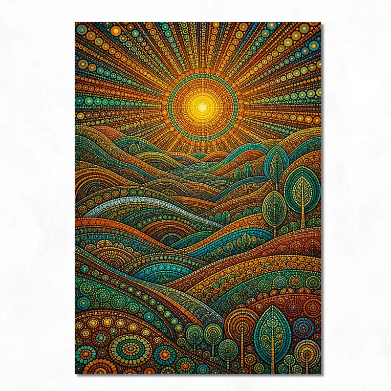 Amanecer radiante abstracto yayoi kusama cuadro en lienzo