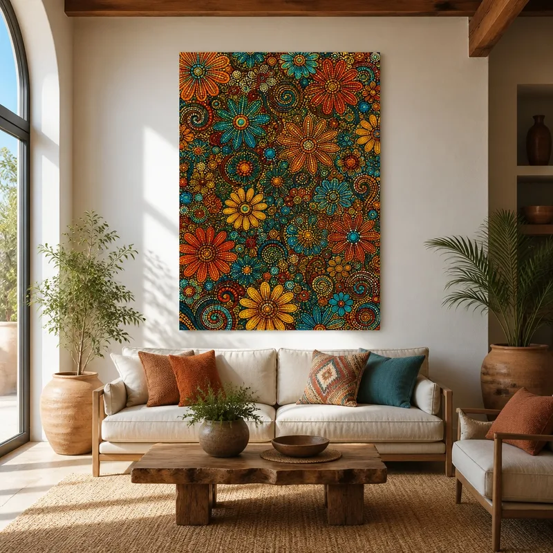 Mandala Florale Vibrante yayoi kusama stampa su tela