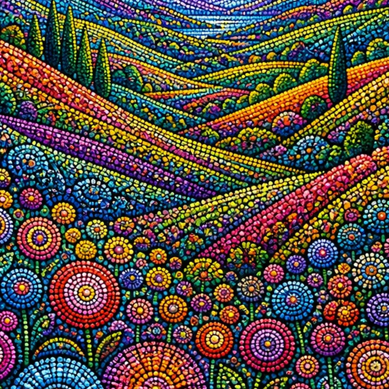 Canvas art print vibrant mosaic sunburst landscape