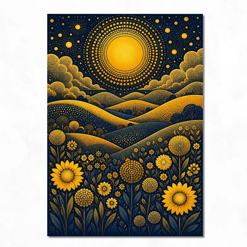 Sunflower Fields Under Golden Sun canvas art print
