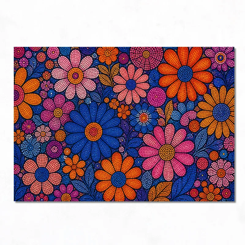 Yayoi kusama stampa su canvas mosaico floreale vibrante