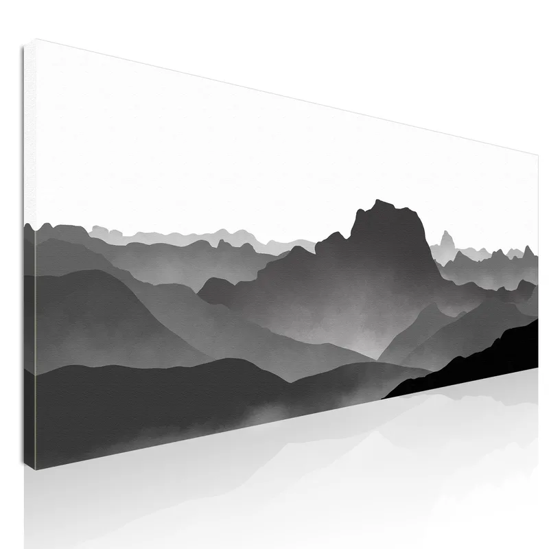 Quadro Paesaggio Astratto Paesaggio Montuoso Nebbioso Grigio Minimalista quadro stampa su tela