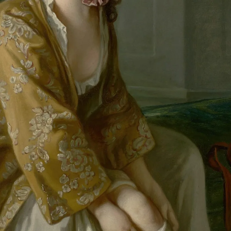 A Young Woman Pulling On Her Stocking Philippe Mercier