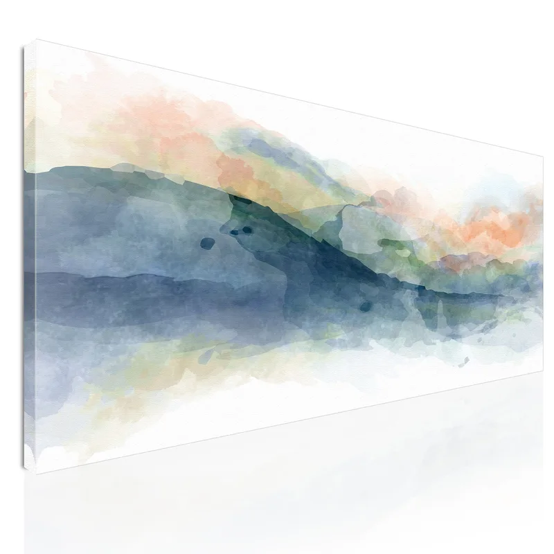 Abstract Shapes Painting Multicolored Hill In Watercolor canvas print