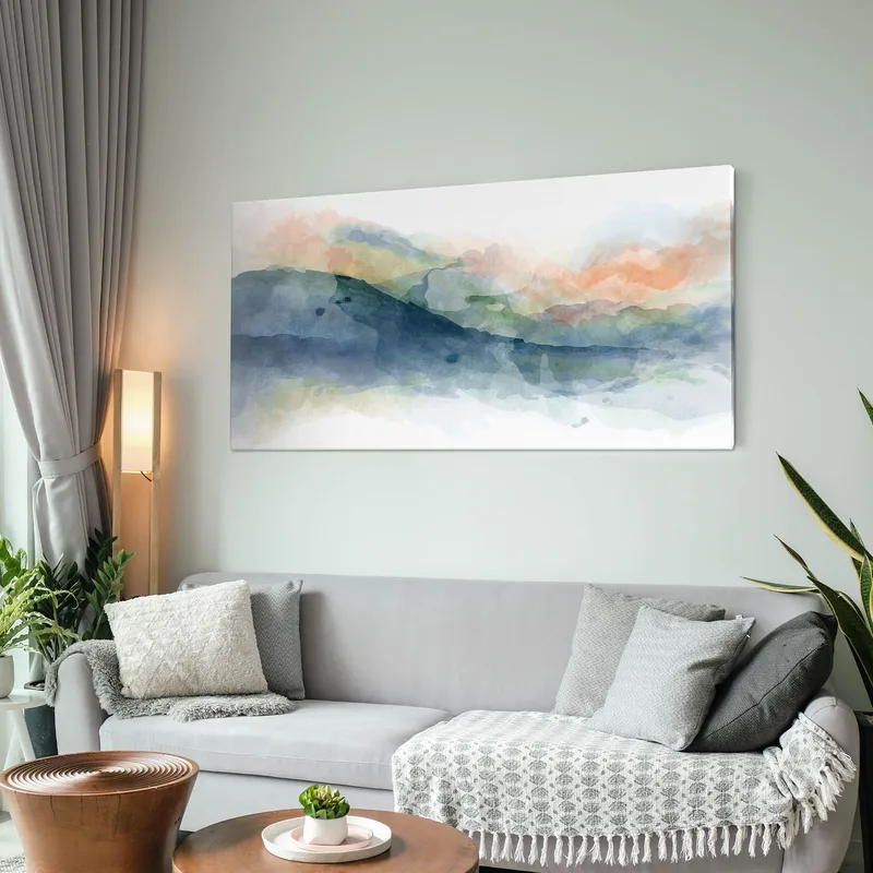 Formes Abstraites Peignant Une Colline Multicolore À L'Aquarelle