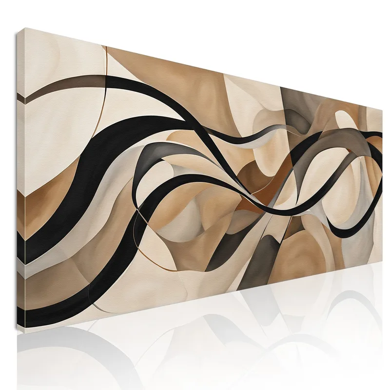 Framework Of Abstract Shapes Elegant Curves Beige And Brown canvas print