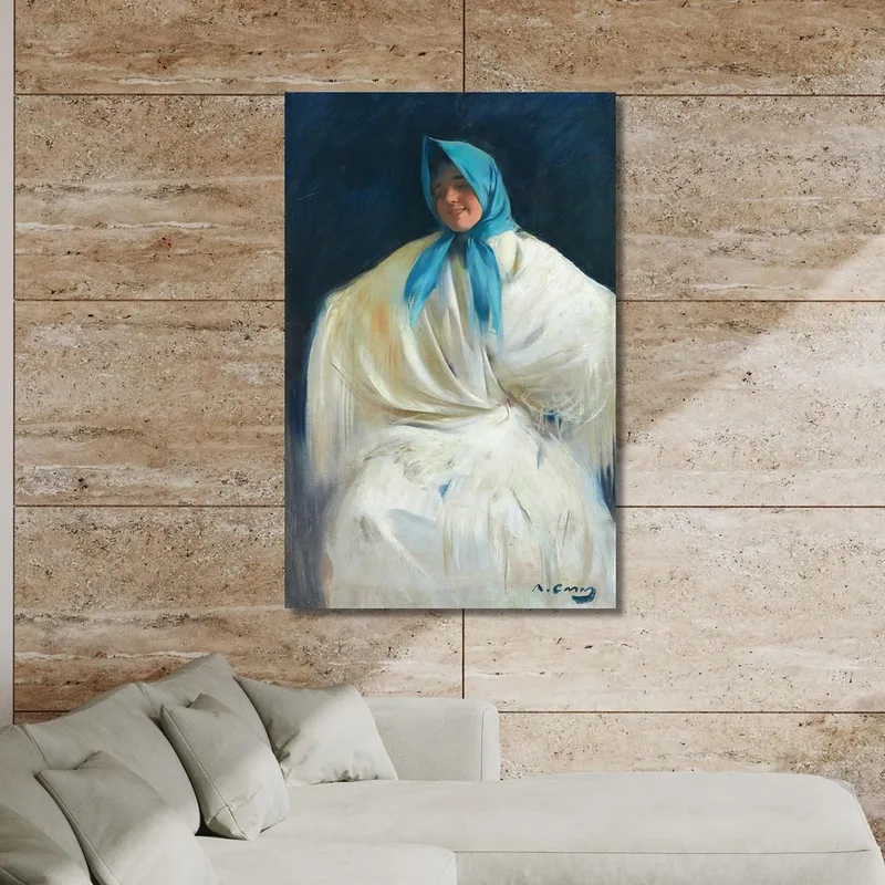 Chula Avec Foulard Bleu Ramón Casas