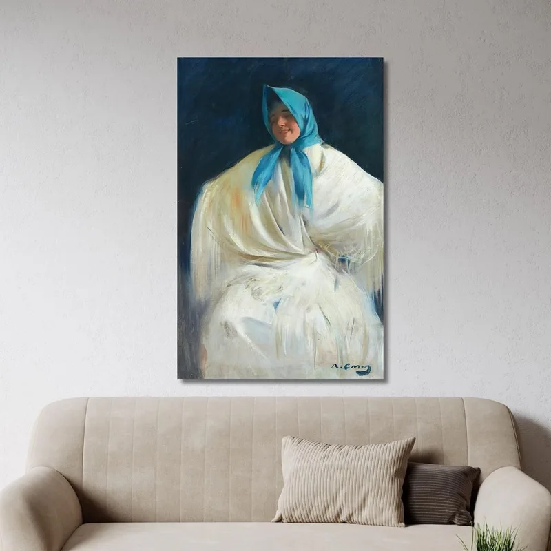 Chula Avec Foulard Bleu Ramón Casas