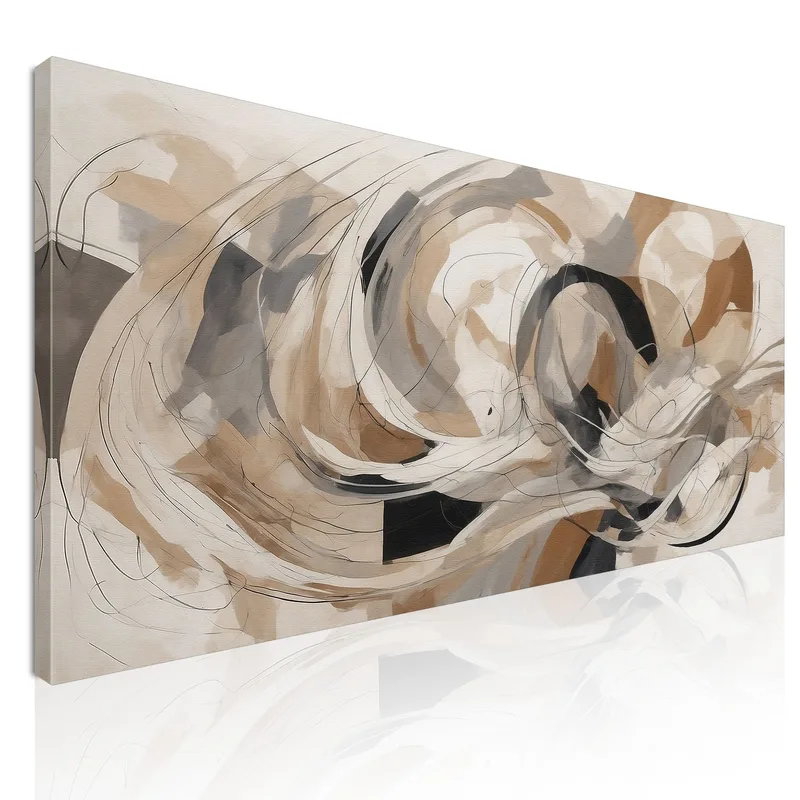 Quadro Forme Astratte Vortice Di Colori Beige E Nero quadro stampa su tela