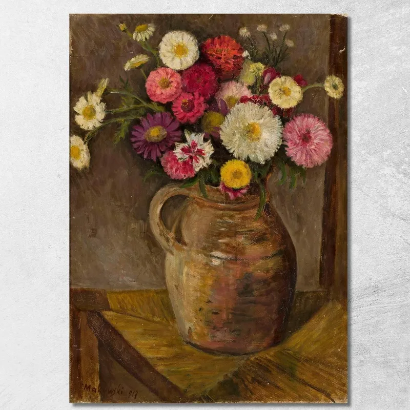Aster E Zinnie In Una Brocca Di Terracotta Tadeusz Makowski quadro stampa su tela