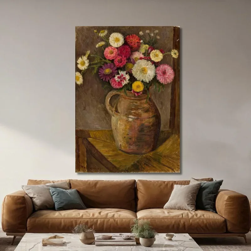 Aster E Zinnie In Una Brocca Di Terracotta Tadeusz Makowski