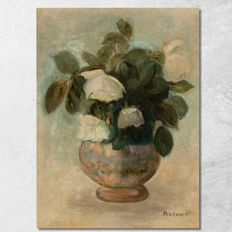 Rose Bianche Tadeusz Makowski quadro stampa su tela