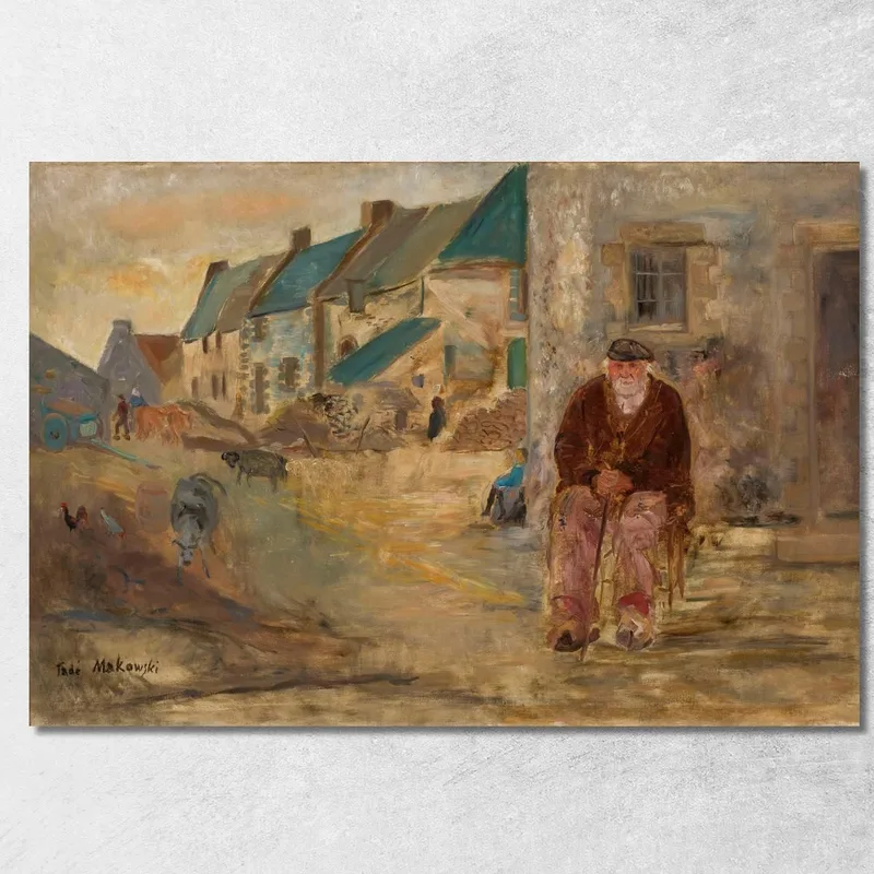 Paesaggio Bretone Con Un Vecchio Pescatore Tadeusz Makowski quadro stampa su tela