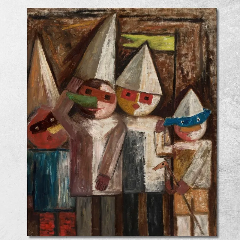 Carnevale Di Bambini Con Bandiera Tadeusz Makowski quadro stampa su tela