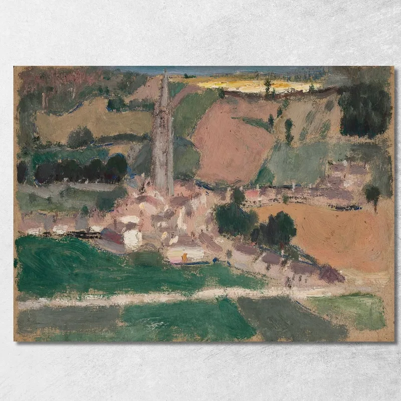 Vista De Un Pequeño Pueblo Con Una Torre De Iglesia Tadeusz Makowski