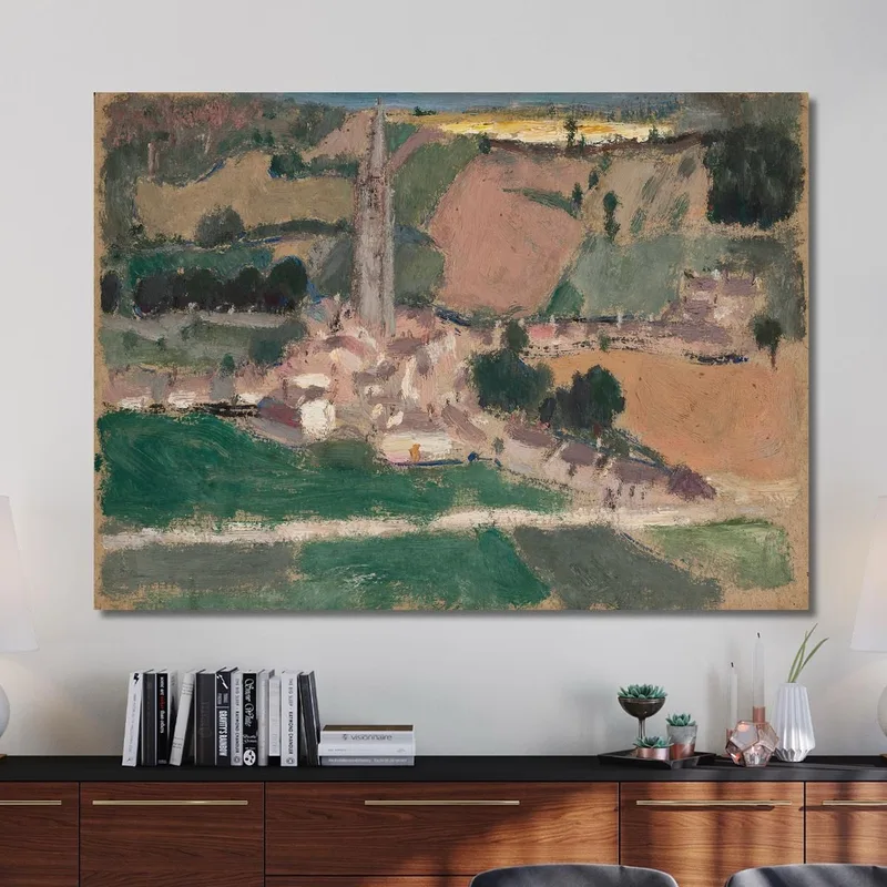 Vista De Un Pequeño Pueblo Con Una Torre De Iglesia Tadeusz Makowski