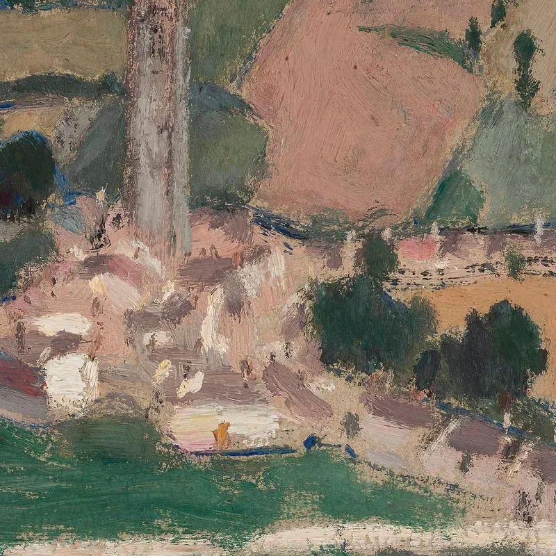 Vista De Un Pequeño Pueblo Con Una Torre De Iglesia Tadeusz Makowski
