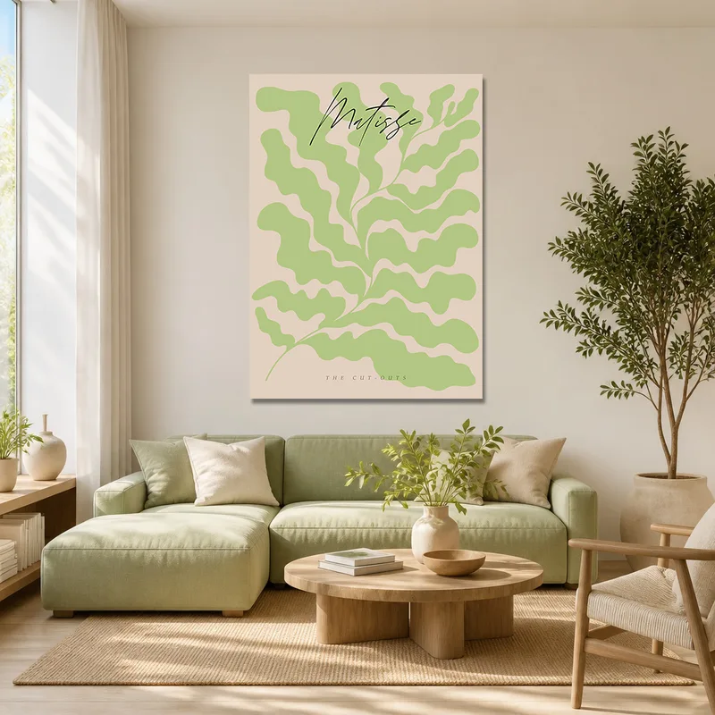 Découpe de Feuille Verte tableau moderne