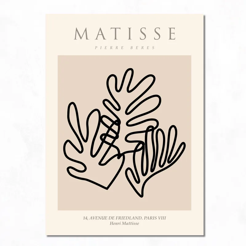 Minimalist Line Drawing of Leaves canvas wall art
