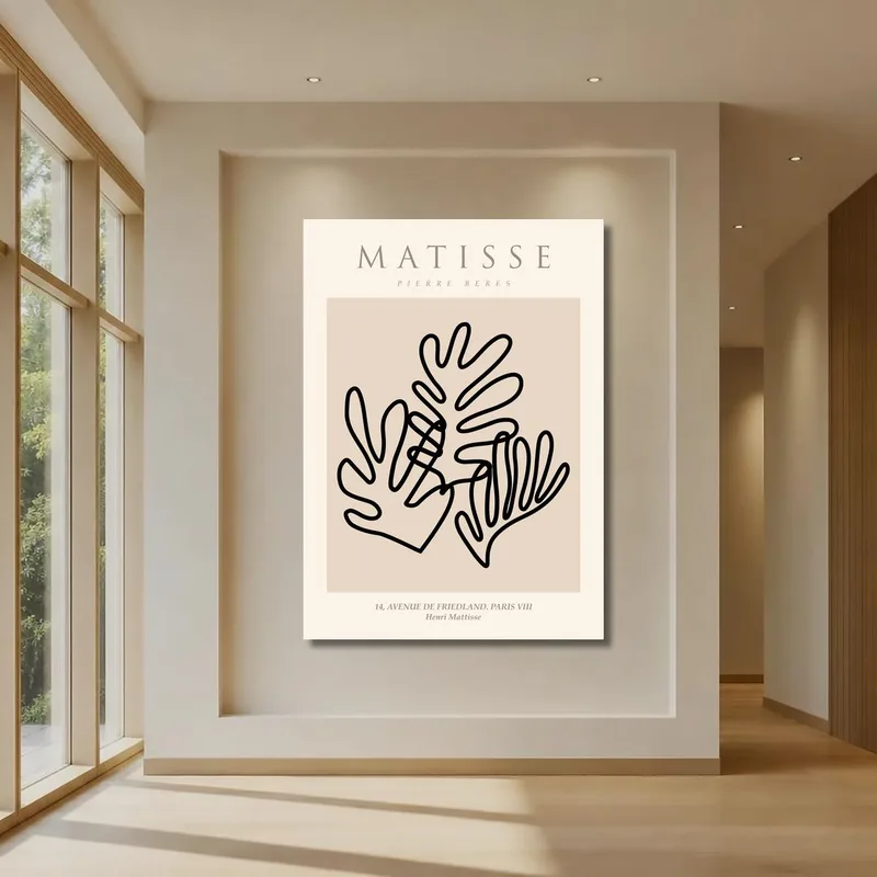 Minimalist Line Drawing of Leaves canvas wall art
