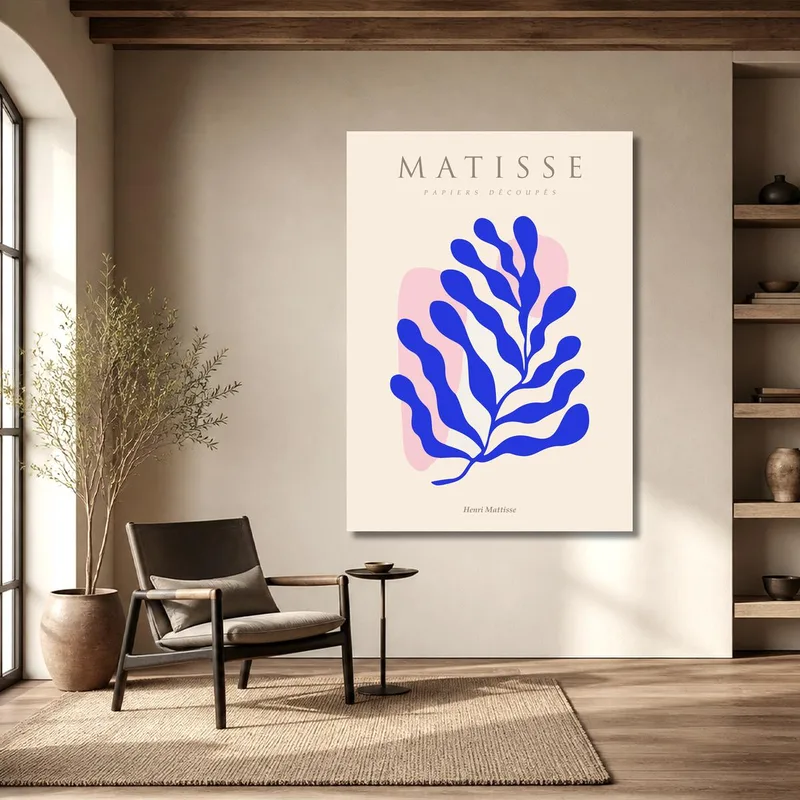 Kunstdruck blauer blattausschnitt