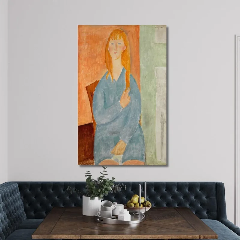 Young Girl Sitting With Her Hair Down Young Girl In Blue Amedeo Modigliani