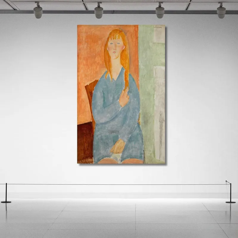 Young Girl Sitting With Her Hair Down Young Girl In Blue Amedeo Modigliani