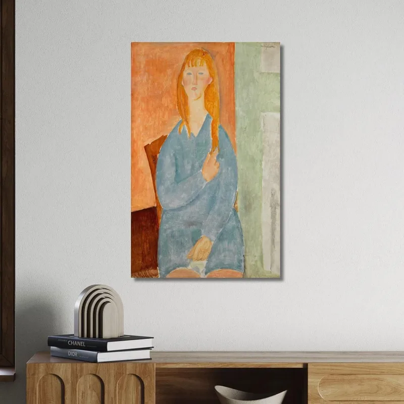 Young Girl Sitting With Her Hair Down Young Girl In Blue Amedeo Modigliani